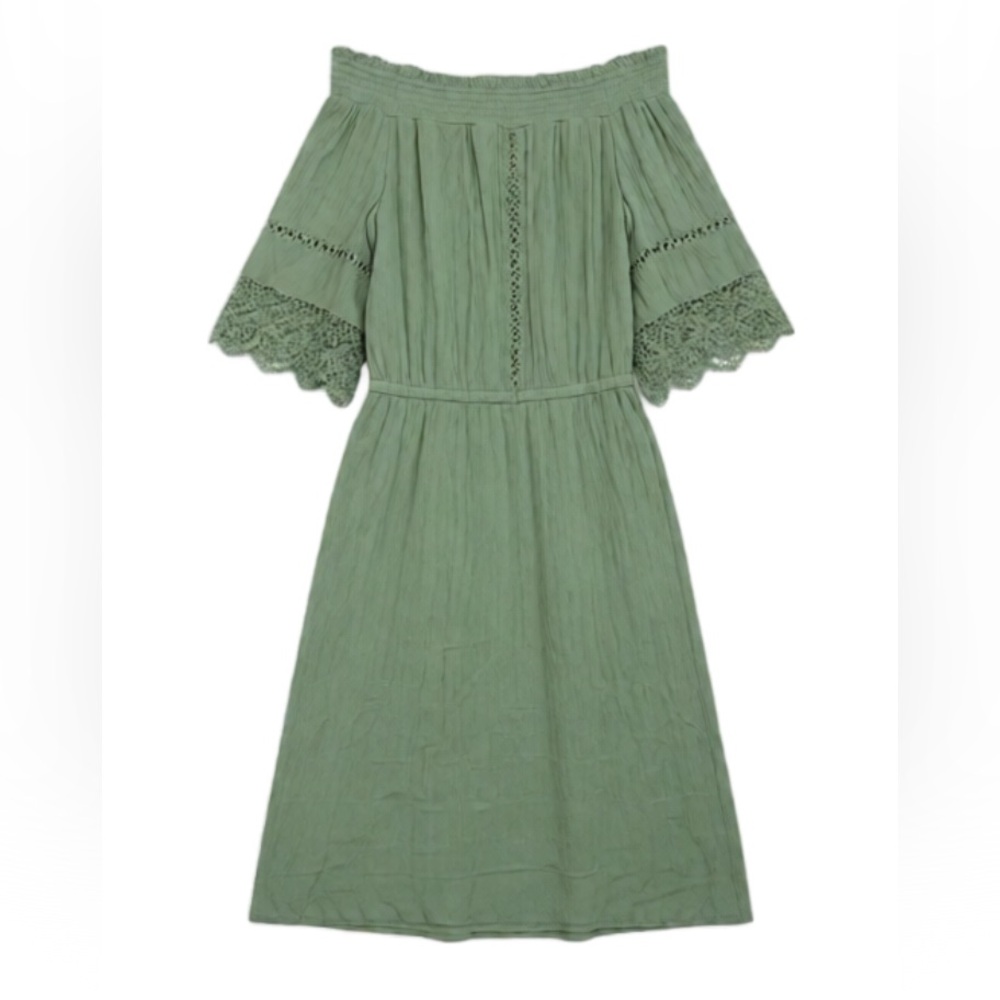 Xhilaration Green Off-Shoulder Midi Dress